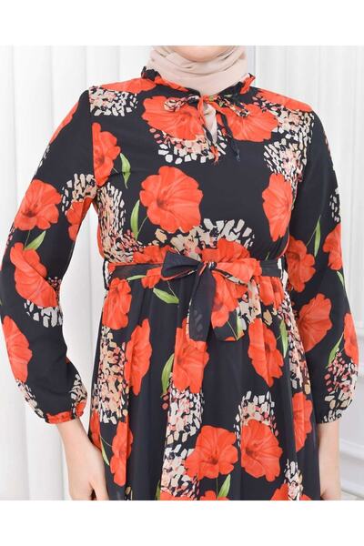 CİXAPLE Neck Lined 0 Collar Floral Patterned Chiffon