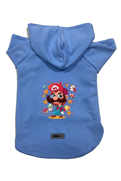 Monopetz Hooded Fleece Sweatshirt Dog And Cat Outfit & Dress - Blue Mario