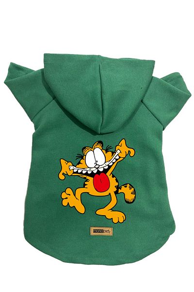 Monopetz Hooded Fleece Sweatshirt Dog And Cat Outfit & Dress - Green New Garfield