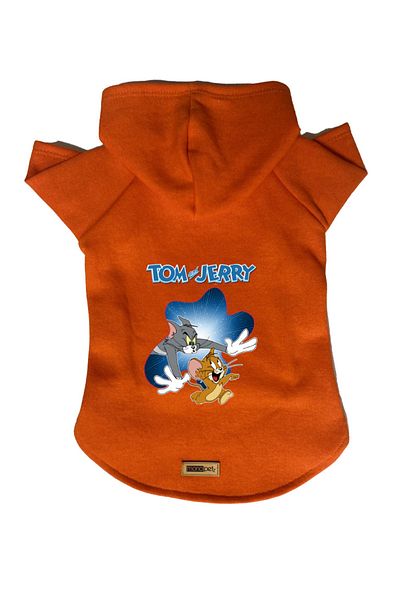 Monopetz Hooded Fleece Sweatshirt Dog And Cat Outfit & Dress - Orange New Tom And Jerry