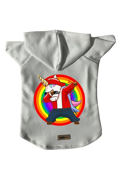 Monopetz Hooded Fleece Sweatshirt Dog And Cat Outfit & Dress - White New Unicorn