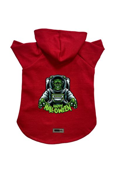 Monopetz Hooded Fleece Sweatshirt Dog And Cat Outfit & Dress - Red Astronaut Frankenstein