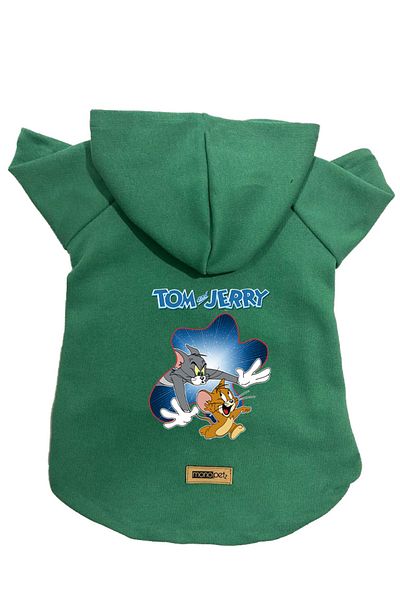 Monopetz Hooded Fleece Sweatshirt Dog And Cat Outfit & Dress - Green New Tom And Jerry