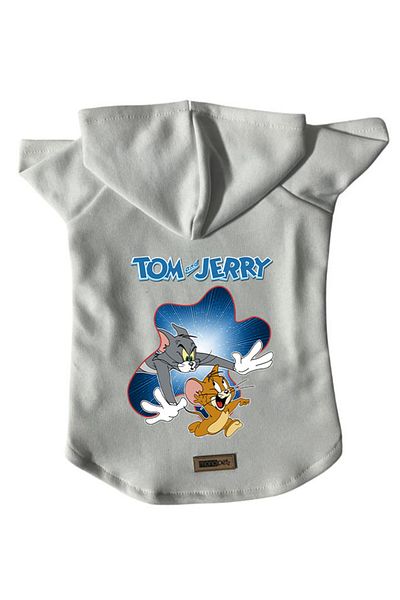 Monopetz Hooded Fleece Sweatshirt Dog And Cat Outfit & Dress - White New Tom And Jerry