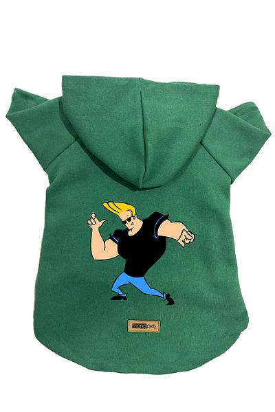 Monopetz Hooded Fleece Sweatshirt Dog And Cat Outfit & Dress - Green Johny Bravo