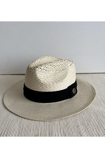 CosmoOutlet Panama Fedora Model Unisex Real Straw Cream Hat