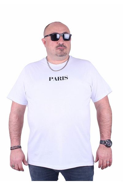MocGrande Μπλουζάκι με λαιμόκοψη σε μεγάλο μέγεθος Paris 23105 Λευκό