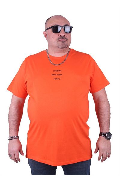 MocGrande Orange Large Size Crew Neck T-Shirt - Limited Edition 23111