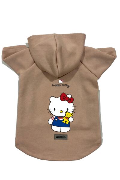 Monopetz Hooded Fleece Sweatshirt Dog And Cat Outfit & Dress - Beige Hello Kitty
