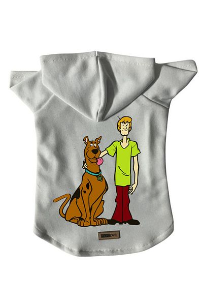 Monopetz Hooded Fleece Sweatshirt Dog And Cat Outfit & Dress - White New Scooby Doo