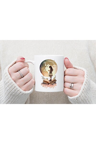 HRS كوب بورسلين أبيض لمحبي الكتب