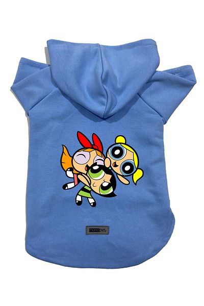 Monopetz Hooded Fleece Sweatshirt Dog And Cat Outfit & Dress - Blue Power Puff Girls