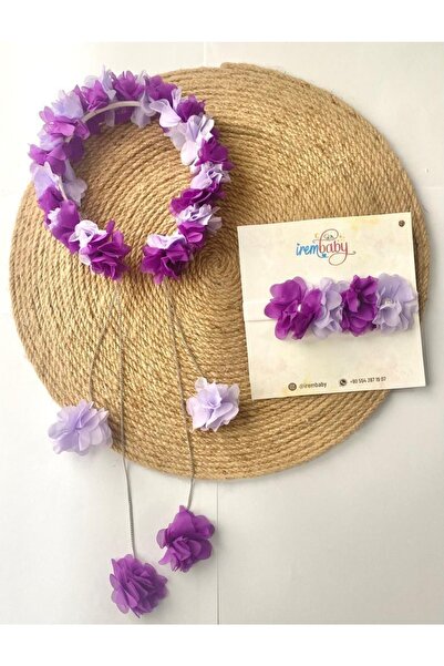 irembaby Anne Bebek Lohusa Seti Mor Lila Sarkan Küpeli Çiçekli Lohusa Tacı Ve...