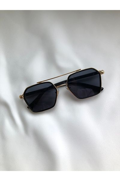 DSN Kalvin Black Frame Gold Color Sunglasses UV Protection