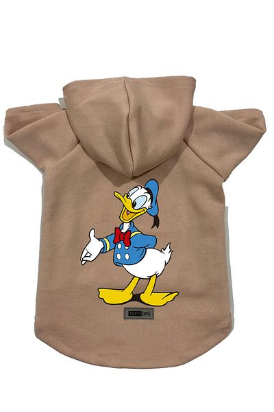 Monopetz Hooded Fleece Sweatshirt Dog And Cat Outfit & Dress - Beige Donald