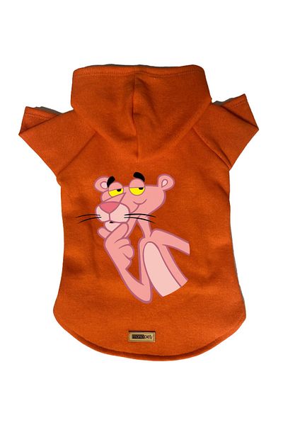 Monopetz Hooded Fleece Sweatshirt Dog And Cat Outfit & Dress - Orange Pink Panther
