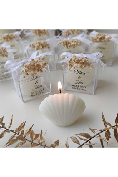Hediyelik Mumlar Design By Ece Çiçekli Istiridye Hediyelik Mum, Nikah Şekeri,...