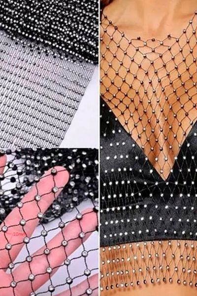Noche Rhinestone Mesh 100cmx50cm