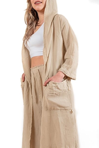 Zeliha Baysan Unisex Faven Müslin Kaftan Bej