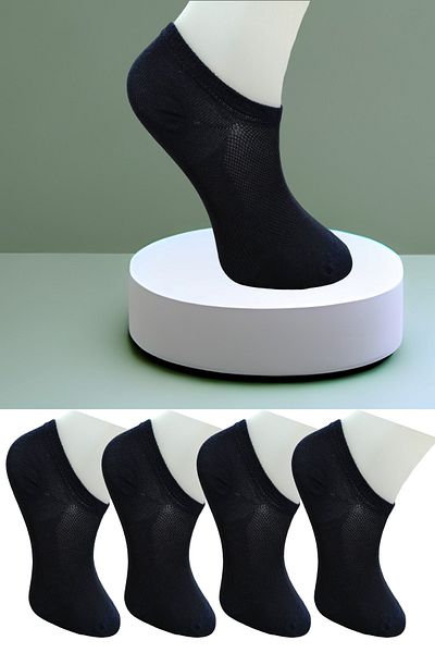 Leement socks 4 чифта безшевни чорапи от пениран памук с невидими маратонки и нулева дължина