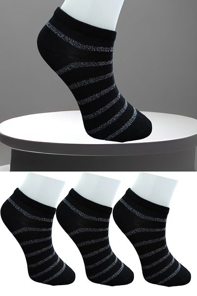 Leement socks Дамски безшевни памучни къси ботуши с 3 чифта пръсти, чорапи с бляскави райета