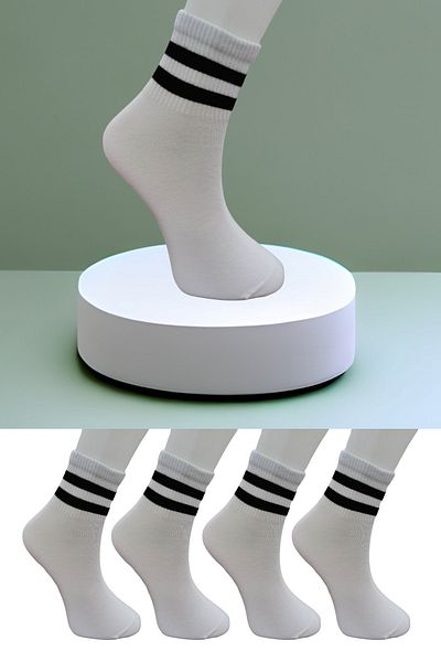 Leement socks Άνευ ραφής 4 ζευγάρια Αθλητικές κάλτσες με επίπεδη ρίγα