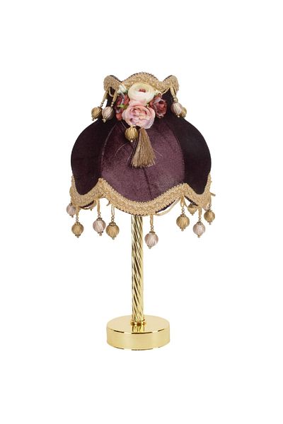 Dekovien Vintage Brown Velvet Lampshade with Gold Legs - AB0351
