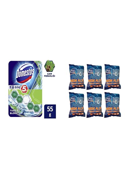 Domestos 5'li Güç Çam Wc Blok Ve Miss Flora Parfümsüz Rutubet Giderici Nem Al...