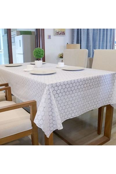 Blue Home Față de masă anti-alunecare, cu aspect de dantelă Meiwa Lux, acoperită cu PVC transparent, care respinge petele