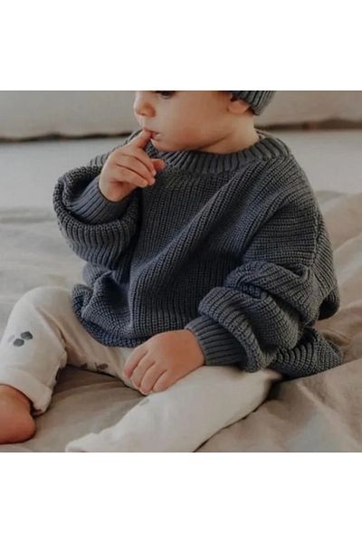BEBEĞİME ÇORAP Baby Boy-Child/Baby Girl-Child Crew Neck Oversize Knitwear Sweater