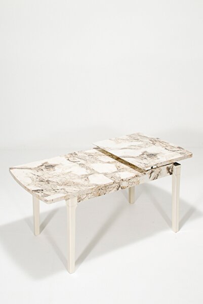 MOBETTO Sofia Açılabilir Mutfak Masa - Beyaz Mermer Desenli