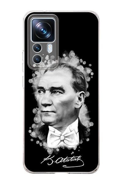 PrintiFy Xiaomi Mi 12t Pro Uyumlu Kamera Korumalı Kapak Atatürk Tasarımlı Şeffaf Kılıf