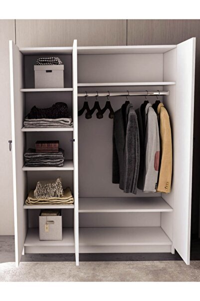 Ninnimo Beyaz Mdf 3 Kapaklı Gardırop