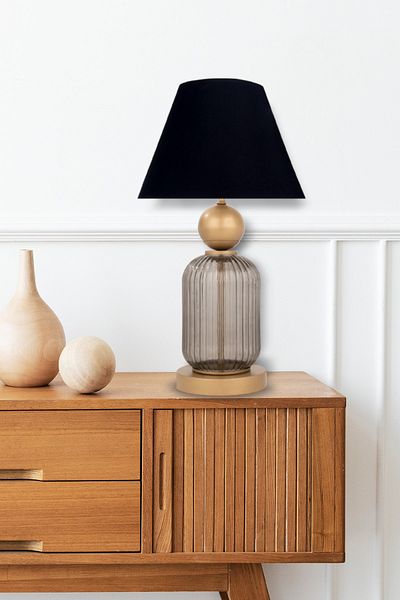 MINIMAL ETICARET VE BILGI TEKNOLOJILERI Lotus Opal Black Contrast Glass Cone Lampshade