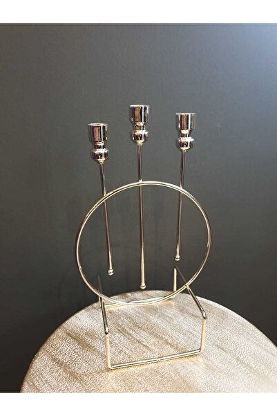 efya home 3 Damla Gümüş Kaplama Şamdan