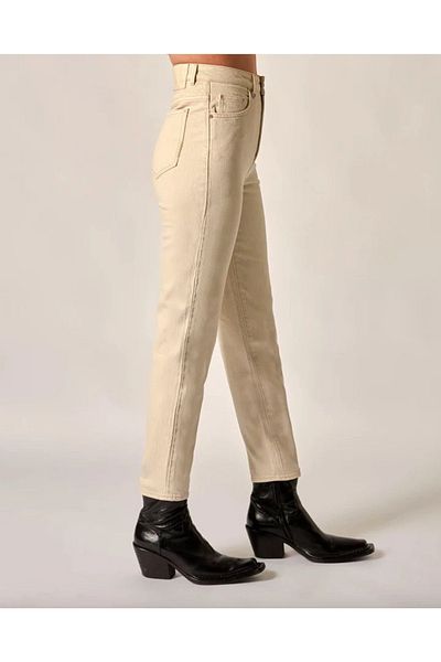 LİMABEL Γυναικείο Μπεζ ψηλόμεσο Lycra Mom Jeans