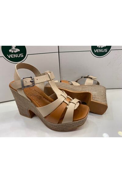 Venüs Casual Women's Sandals Genuine Leather Nude Tan