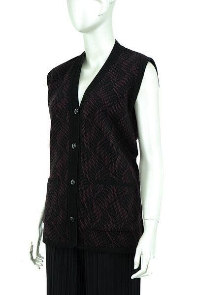 Oppland Women's Winter Stylish Model Buttoned Front Double Pocket Full Pattern Lycra Woven Mother Vest