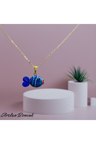 nazarboncuğu قلادة مصنوعة يدويًا من زجاج مورانو على شكل سمكة