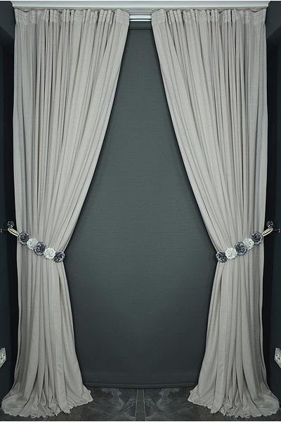 AKÇA TEKSTİL Porous Model Mink Color Single Wing Ready-made Planted Pleated Background Curtain 300*260 Cm