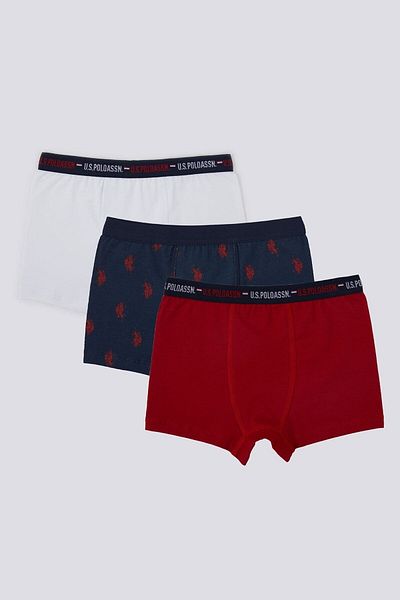 U.S. Polo Assn. Base. Polo Assn Emblem Detail Red Boy's 3-Piece Boxer