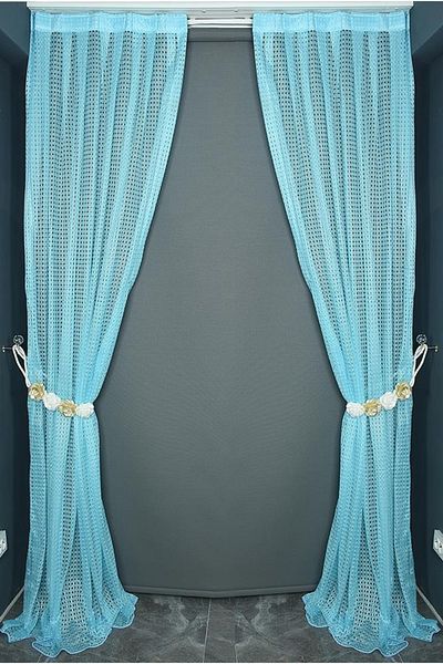 AKÇA TEKSTİL Kardelen Model Turquoise Color Single Wing Pleated Background Curtain 75*260 Cm