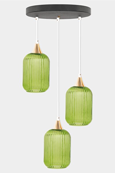 MINIMAL ETICARET VE BILGI TEKNOLOJILERI Lotus Forest Green Plafonyer Cam Avize