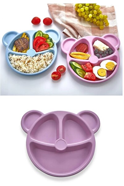 Genel Markalar 3 Bölmeli Ayıcık Şekilli Bebek Çocuklar Için Eğlenceli Mama Ve Yemek Tabağı