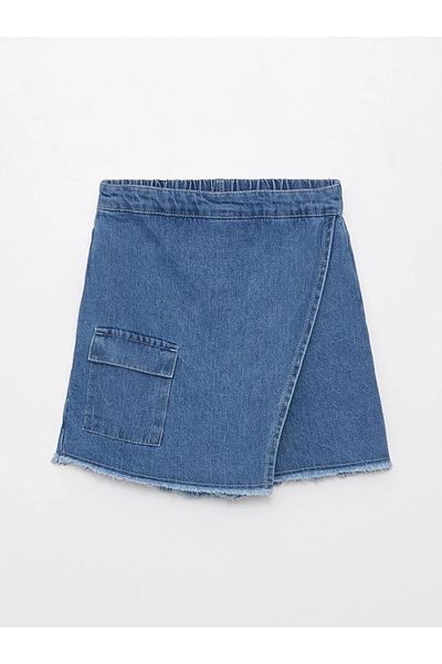 LC Waikiki LCW ECO Girl's Jeans Shorts Skirt with Elastic Waist
