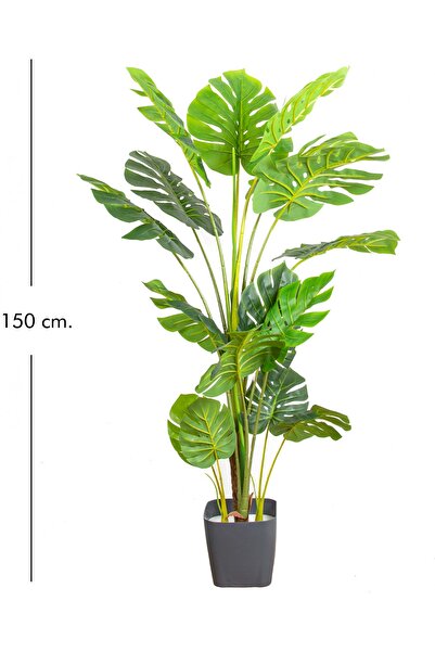 Herdekora Yapay Deve Tabanı Ağacı (monstera Ağacı) Gerçek Dokulu 16 Yapraklı 150 Cm.