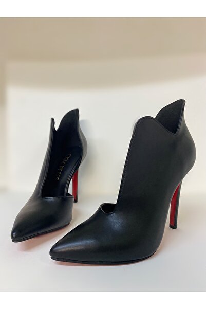 HAYYSHOES Özel Tasarım Love Siyah Deri Aynalı Jürdan Kaplama Topuk Stiletto Bottie Kadın Topuklu Bot