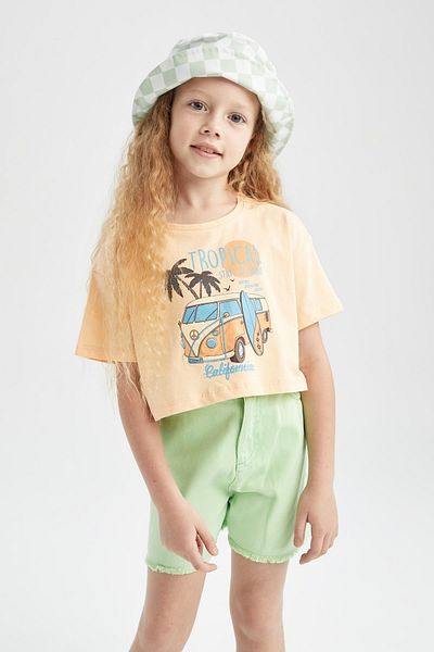 DeFacto Girl's Printed Touch Light Short Sleeve T-Shirt