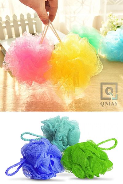 QNİAY Shower Loofah Soft Mesh Foam Sponge Bubble Ball (1pc) Body Skin Cleanser Pouch Exfoliating Bath