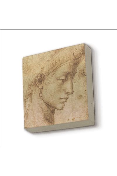 BAKSEPETE Head Study Leonardo Da Vinci Printed Natural Stone Magnetkrg-139 Refrigerator Ornament